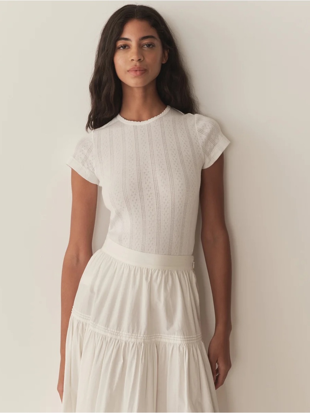 DOEN Vivi Tee in Salt Quelle Jolie Pointelle